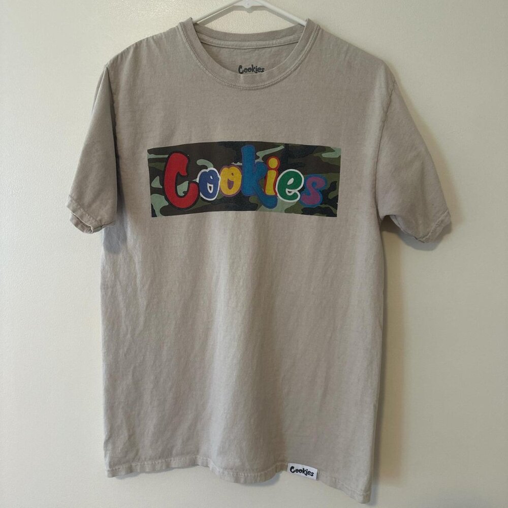 Cookie's Men's Grey and Cream T-shirt